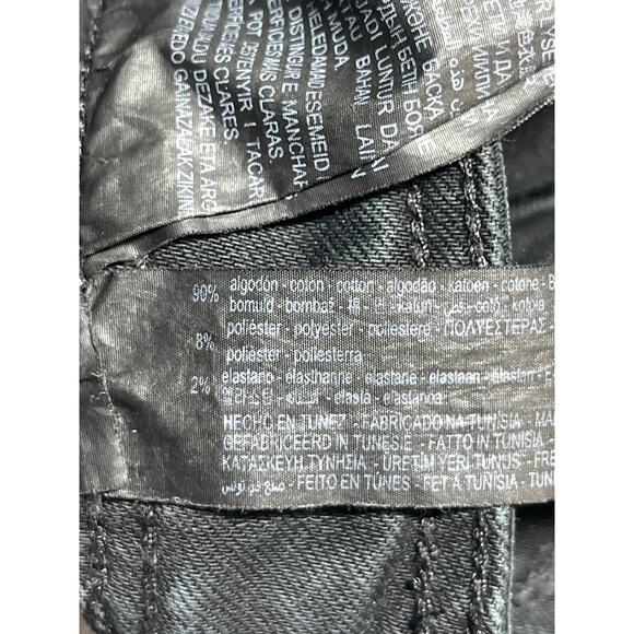 Zara The Marine Straight Women's Black Frayed Wide Leg Baggy Denim Jeans Pants S - Picture 4 of 4